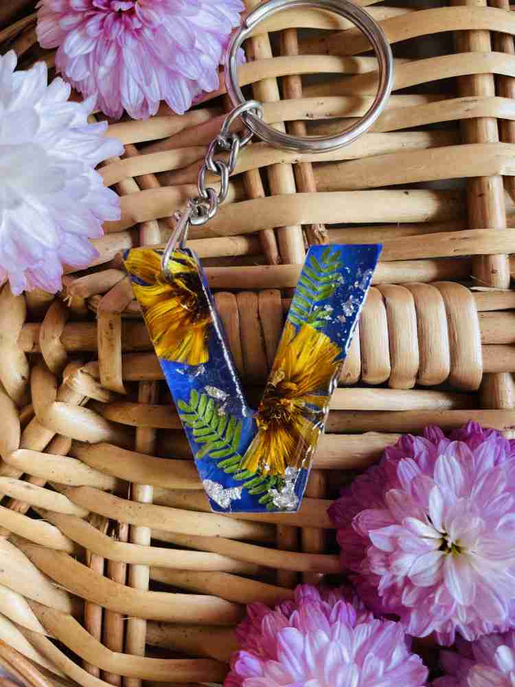 crafcan Resin Letter N Keychain with real flowers Key Chain Price in India  - Buy crafcan Resin Letter N Keychain with real flowers Key Chain online at