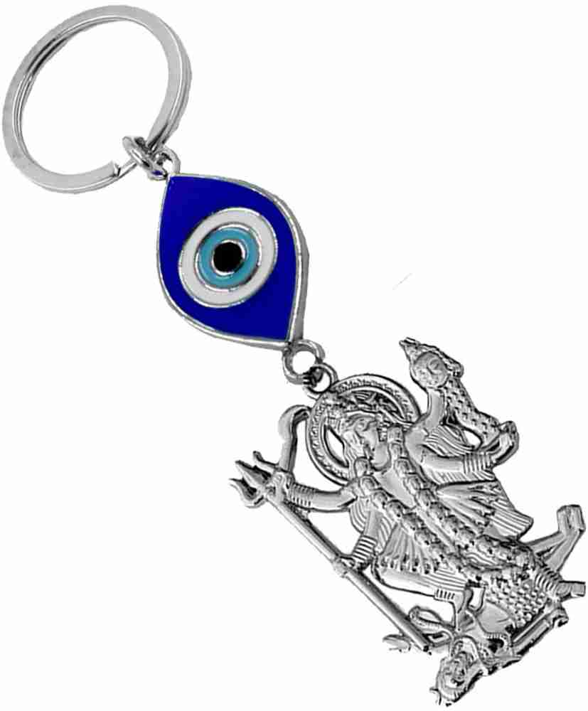 AFH Maa Kali Mahakali Evil Eye Silver Keychain for Men and