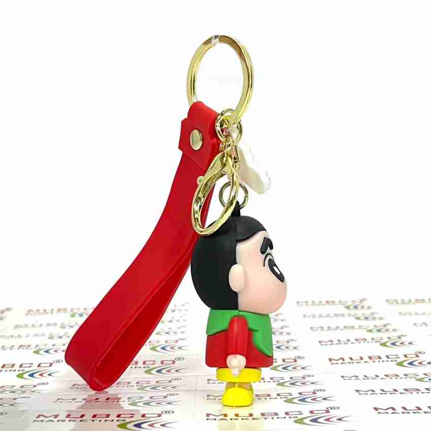 Cute Shinchan 3D Silicon Keychain and Keyring Holder with Bag Charm And Strap For Boys And Girls