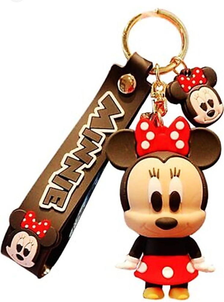 Mickey & Minnie Mouse Keychain with Bagcharm And Strap