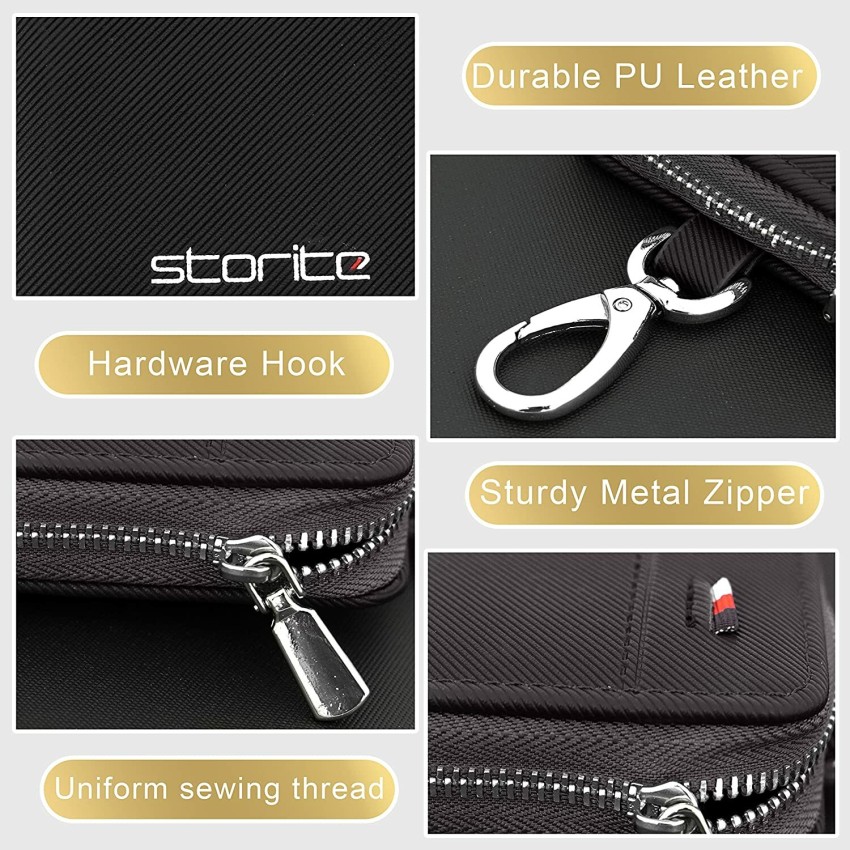 Storite PU Leather Key Case Pouch Wallet Keychain Key Holder With