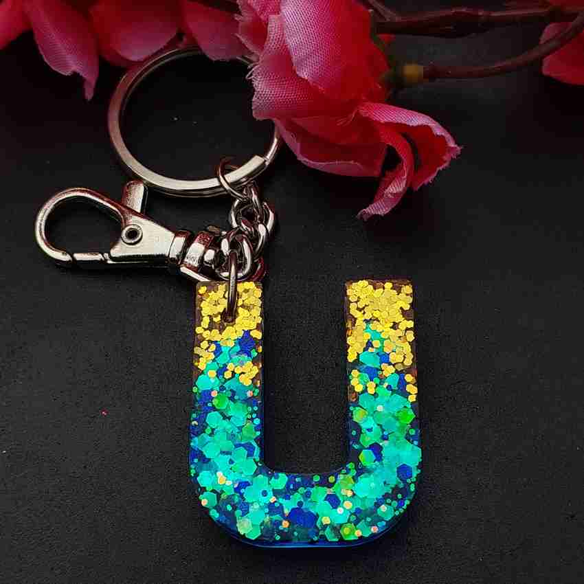 INFINITO ARTS AND CRAFTS Letter U Alphabet Resin KeyChain for Bag