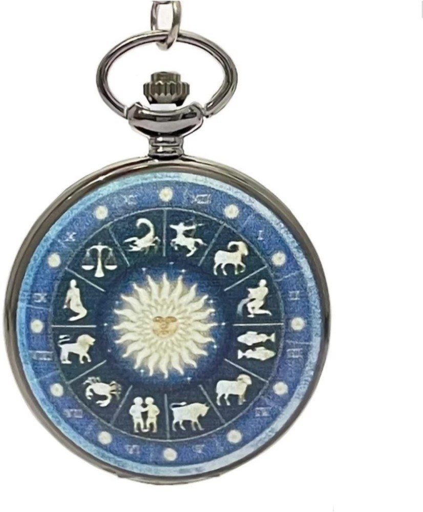 n v p Antique Style Astrology Pocket Watch Key Chain Metal Pocket