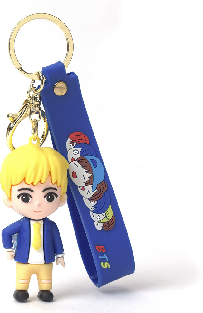 Daiyamondo B T S Jin Blue Jacket Yellow Hair Korean Pop Singer 3D keychain With Long Ribbon Key Chain Price in India Buy Daiyamondo B T S Jin Blue Jacket Yellow Hair Korean Pop Singer