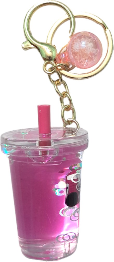 Source Cute Fancy Glitter Water Penguin Swimming Pink Keychain on