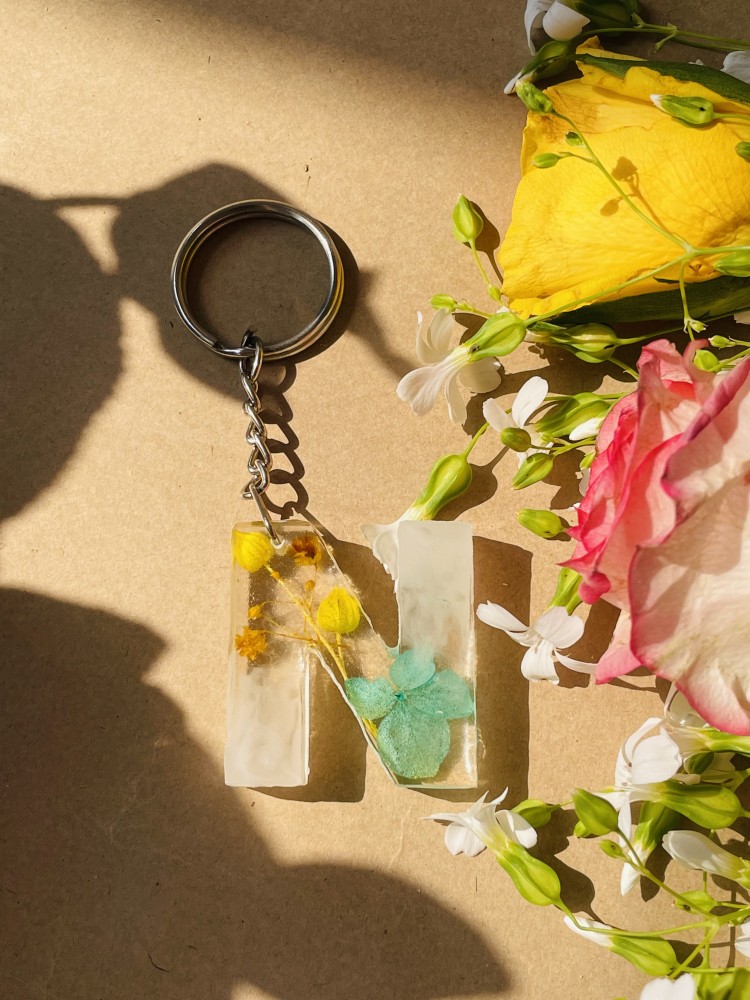 crafcan Resin Letter N Keychain with real flowers Key Chain Price in India  - Buy crafcan Resin Letter N Keychain with real flowers Key Chain online at