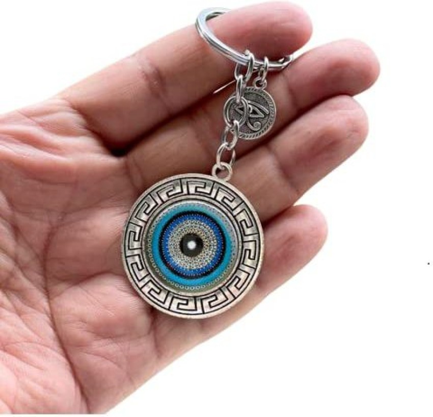 Lenity Combo Offer Owl Shape Blue and Silver Evil Eye Keychain For