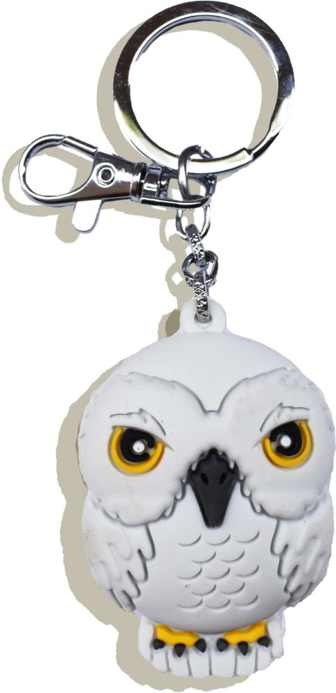 Round Snowy Owl Bag Charm, Animal Keychain