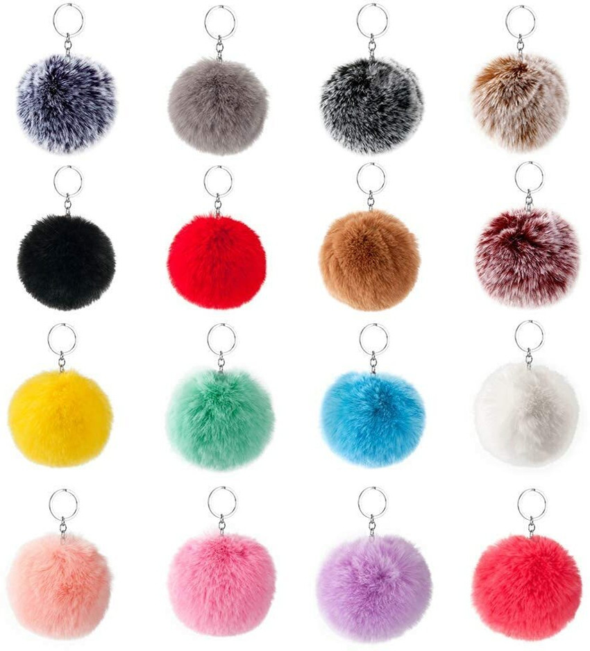INDSMART Fluffy Faux Fur Pom Pom Key Ring for Girls Bag Scooty Keys Car Hanging Pack 12 Key Chain Price in India Buy INDSMART Fluffy Faux Fur Pom Pom Key Ring for Girls Bag Scooty