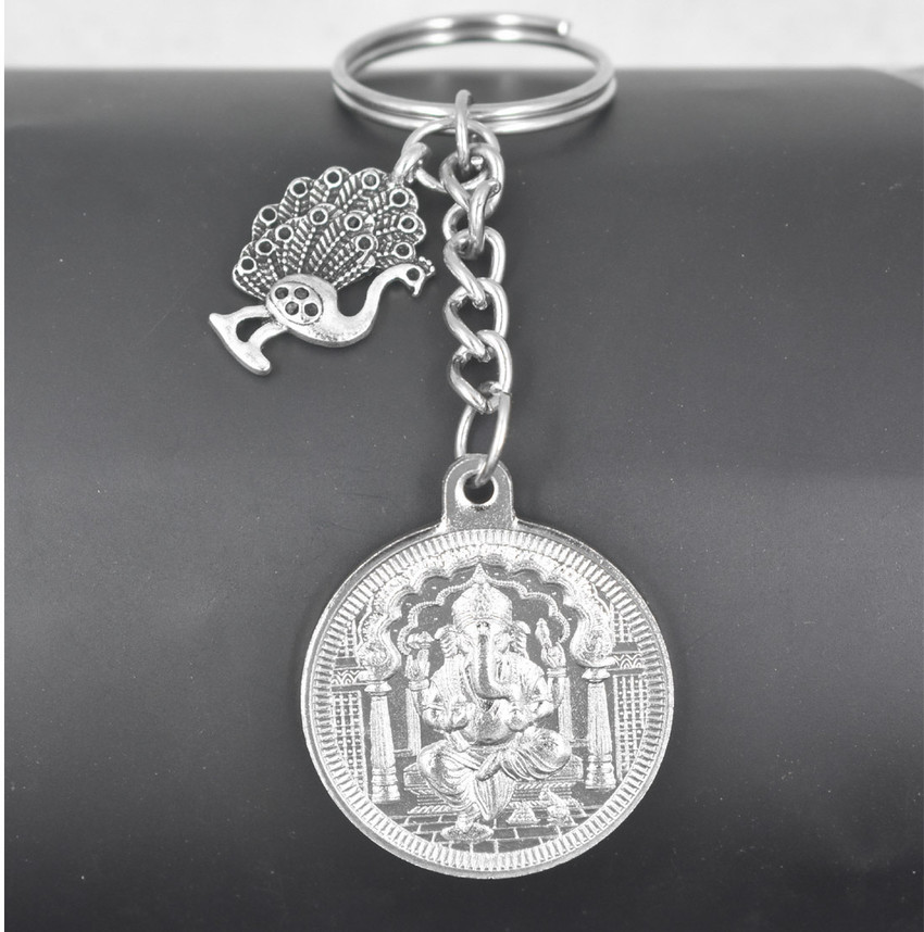 AFH Lord Om Ganesh Peacock Nazar Charm Silver Keychain for Men and Women Key Chain Price in India Buy AFH Lord Om Ganesh Peacock Nazar Charm Silver Keychain for Men and