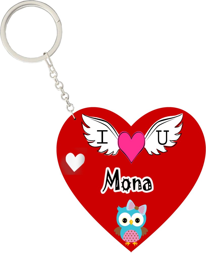 MorFex Mona Name Beautiful Heart Shape Arclic Keychain Best Gifts