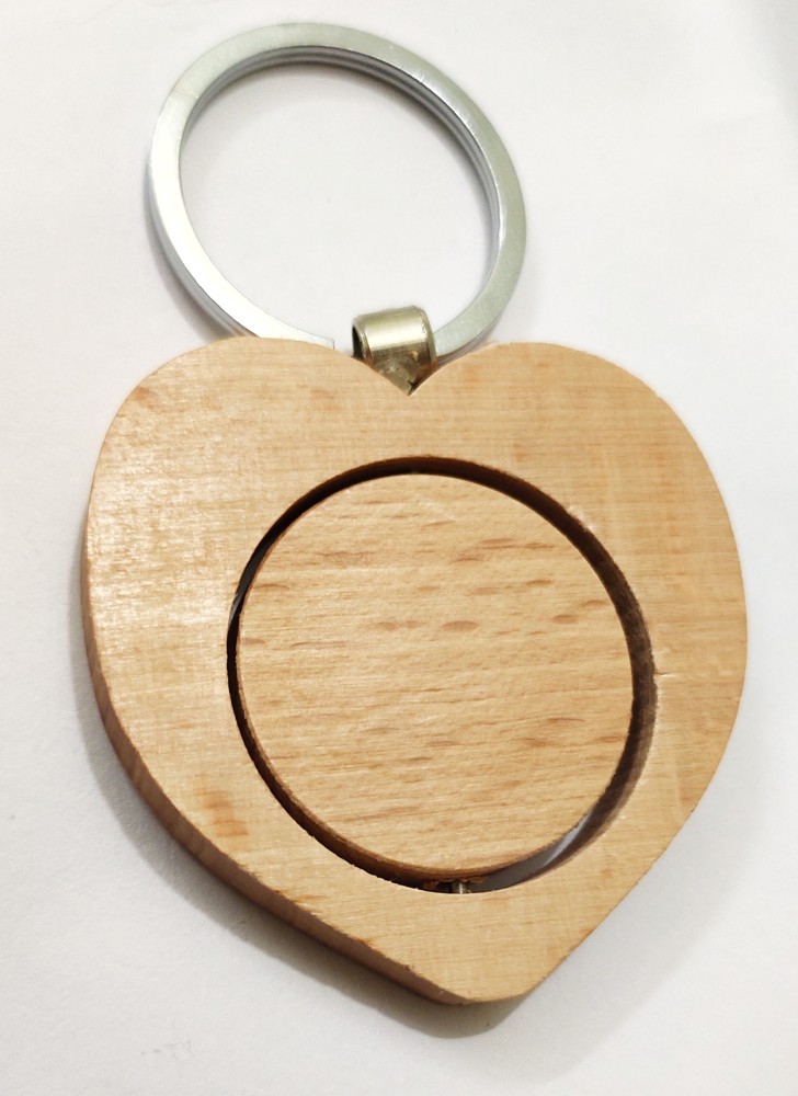 Wooden Heart Shaped Keychains - Heavy-Duty Keyring Key Holder for