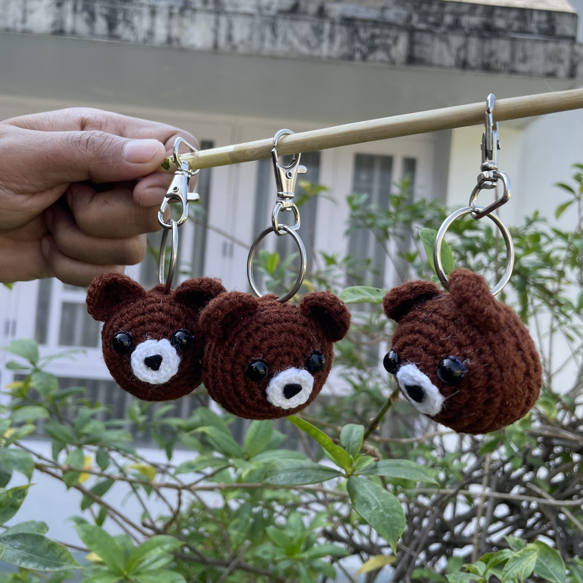 Skeindalous Creations Handmade Crochet Teddy Bear Keychain