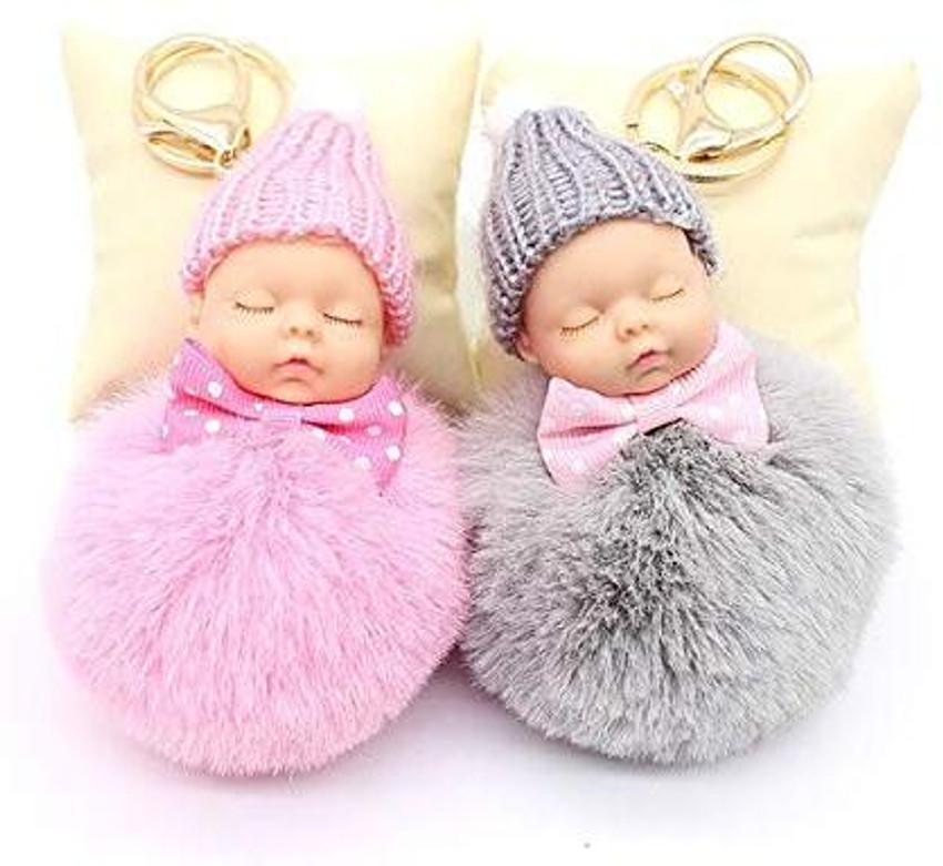 MEHAKENT Cute Sleeping Baby Doll Keychain Pompom Rabbit Fur Ball Key Chain Key Chain Price in India Buy MEHAKENT Cute Sleeping Baby Doll Keychain Pompom Rabbit Fur Ball Key Chain Key
