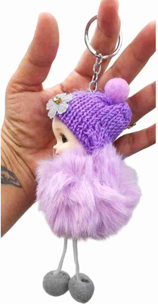 Pompom Big Eye Baby Keychain Cute Fluffy Plush Doll Keychains