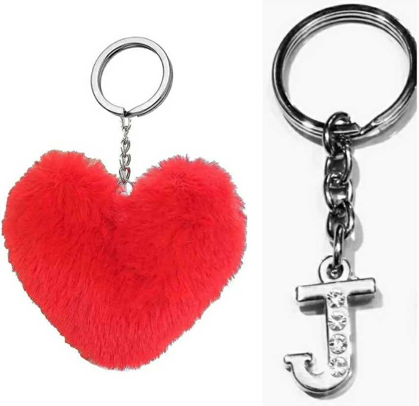ROYALSHOP Red heart pom pom alphabet j letter key chain key ring gift for birthday Key Chain Price in India Buy ROYALSHOP Red heart pom pom alphabet j letter