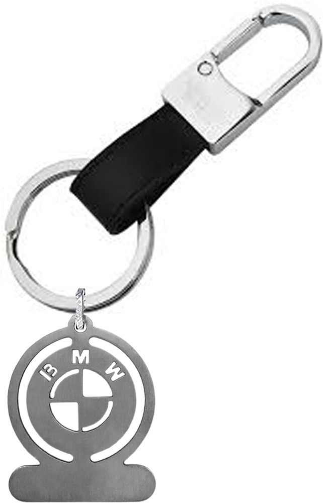 Mgp Fashion Leather Keyring Black Grey Locking Hook Carabiner Chabi Challa Car Bike Logo Key Chain