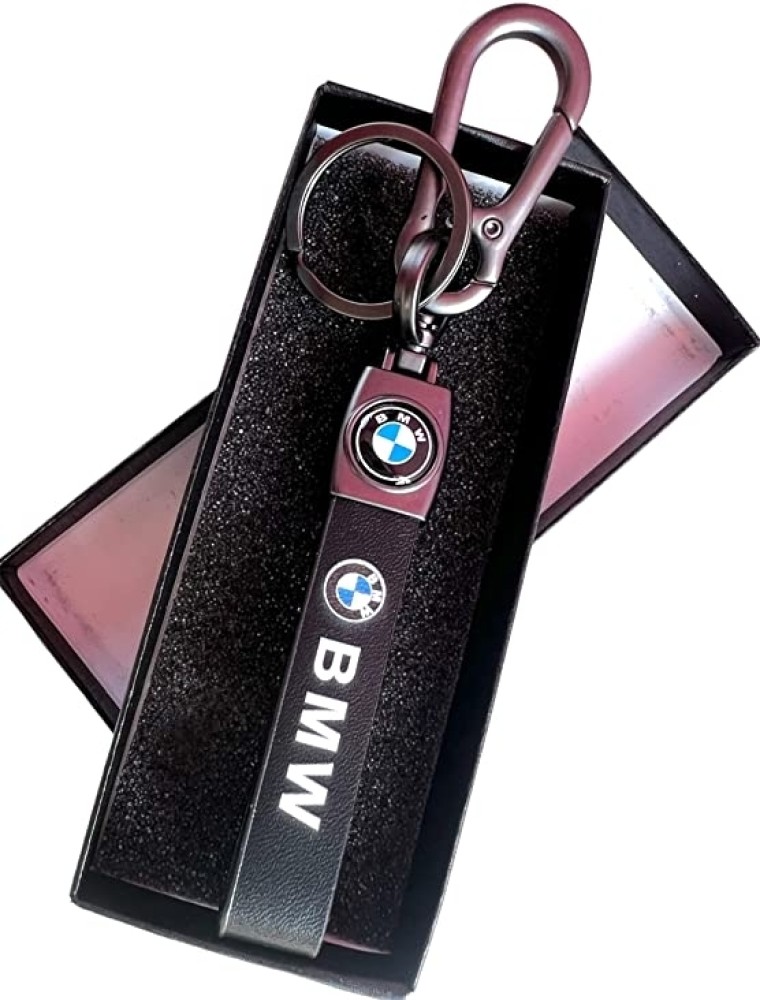 KeyChain Hub BMW black colour leather Keychain with Hook strep Key