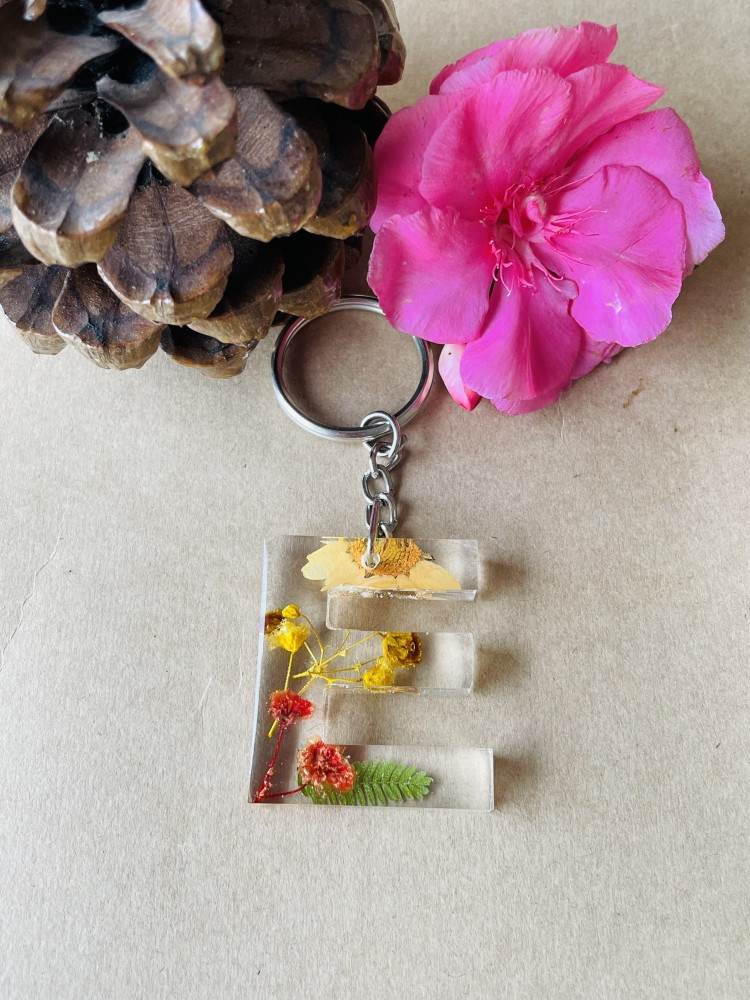 Flowers Forever Resin Initial Key Chain