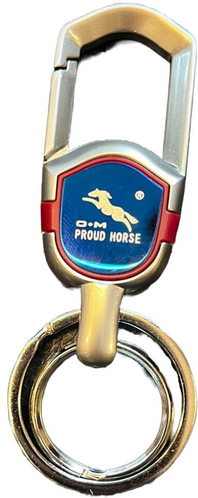 saiba creation proud horse keychain double ring hook metal key