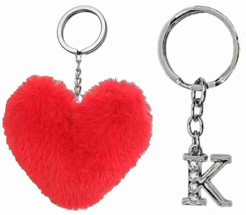 ROYALSHOP Red heart pom pom alphabet k letter key chain key ring gift for birthday Key Chain Price in India Buy ROYALSHOP Red heart pom pom alphabet k letter
