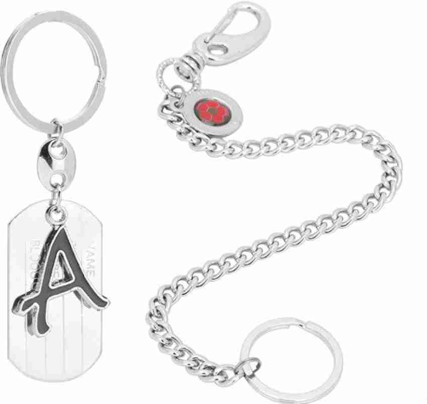 Newview Alphabet Letter A Silver Black & Chain Challa Locking Key