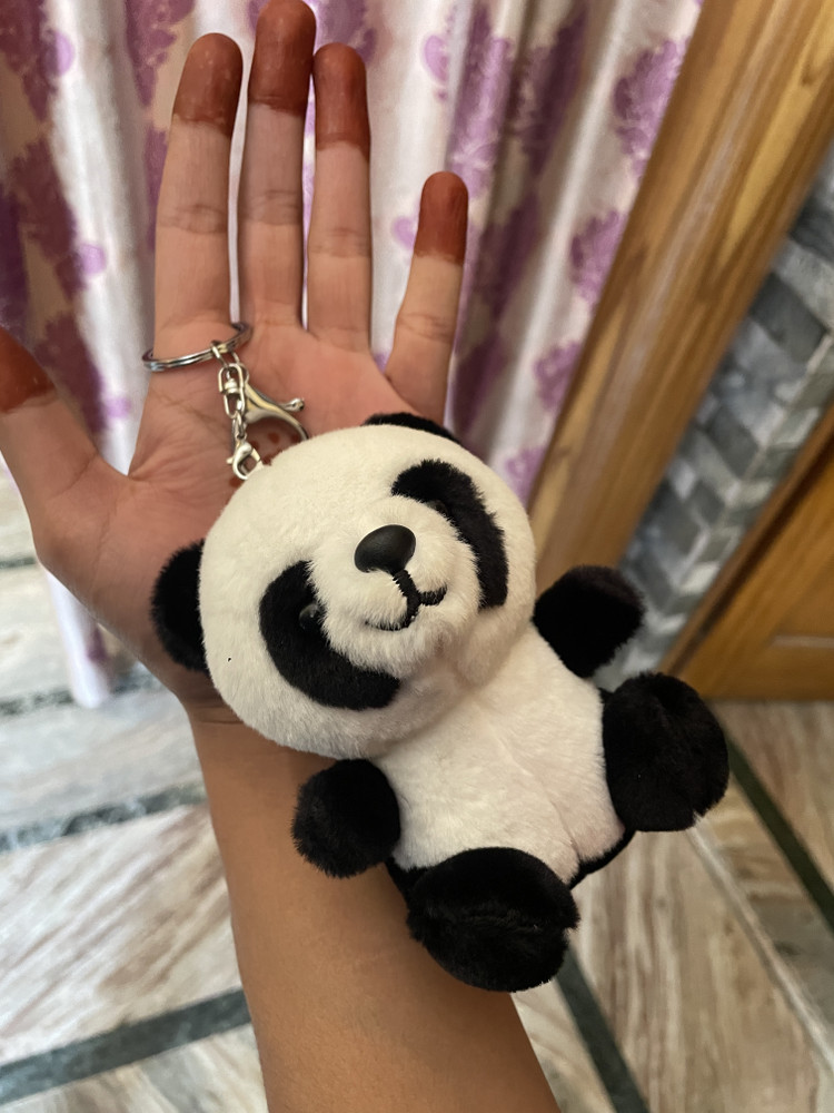 Fluffy panda keychain shop