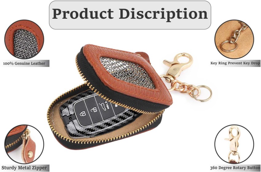 New Genuine Leather Car Key Holder Case Key Chain Wallet Bag Cover