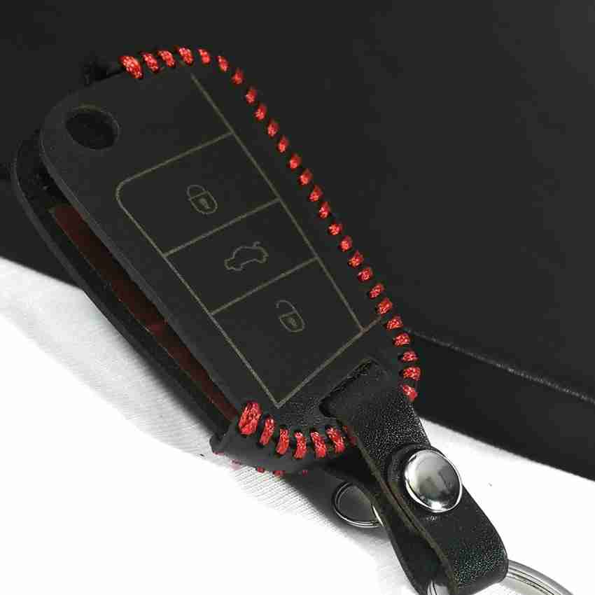 TrueHapp Genuine Pure Leather Car Key Cover Smart Key Case Metal Hook (Push  Button Start Models Only) For Car Remote Key Fob (HEART_TAN) Key Chain