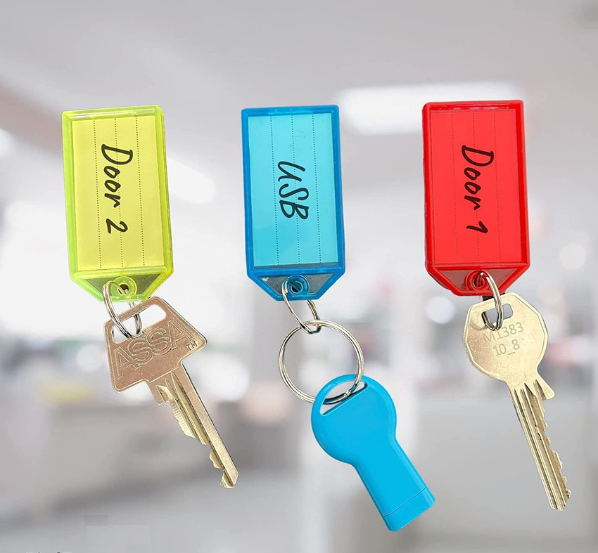 Ghelonadi Keychains with Plastic Name Tag Labels Identifiers Tags