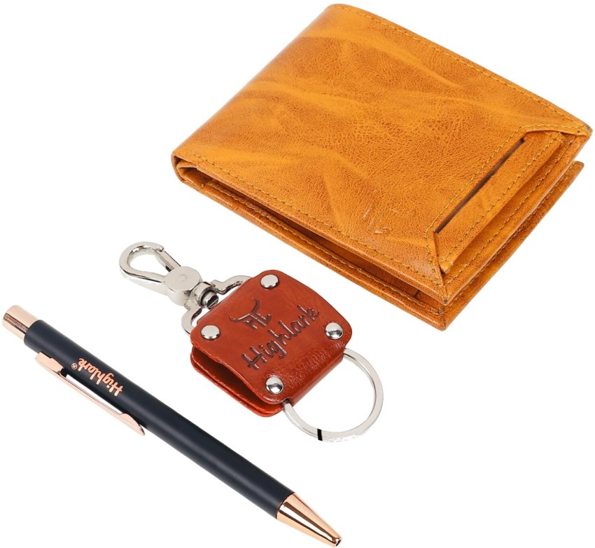 Buy Leather Wallet Keychain & Pen Combo for Men at