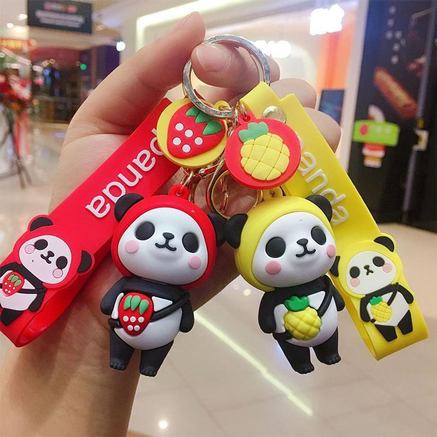 gtrp GQ Cute Cartoon Panda Doll Pendant PVC Key Ring Bag Decor