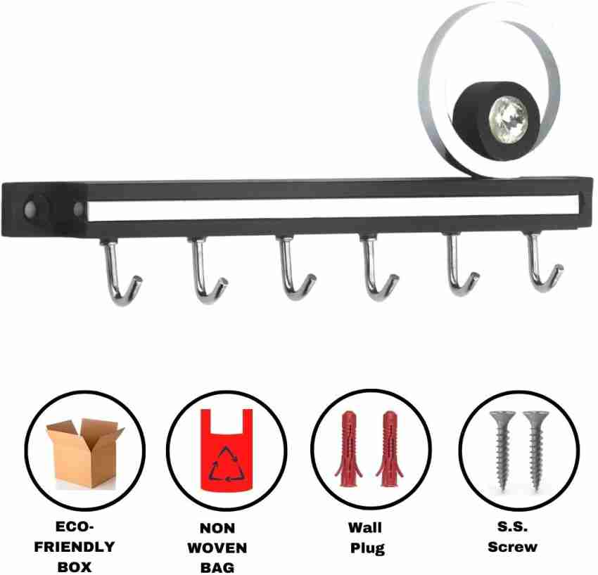 Sehaz Artworks Decorative Metal Wall Hooks for Keys | 7 Hook Hot-Coffee  Wall Rack | Hooks Rack/Holder for Kitchen Utensil | Wall Mounted Key Holder