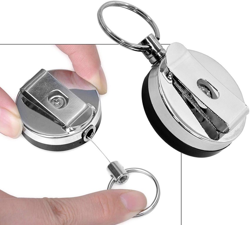 ID Yo-Yo Pack of 6 Retractable Key Fob with Belt Clip Spools Card Case Hard  Plastic with ID Card Holder for ID Badge Holder & Card Holder