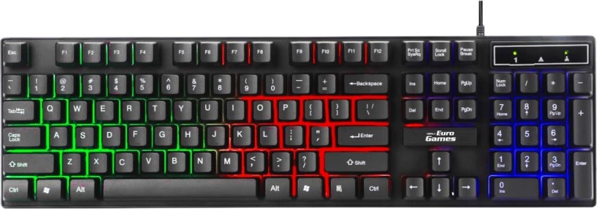 RPM Euro Games Gaming Keyboard - Normal / 7 Color LED Illuminated & Spill  Proof Keys Membrane Wired USB Gaming Keyboard - RPM Euro Games 