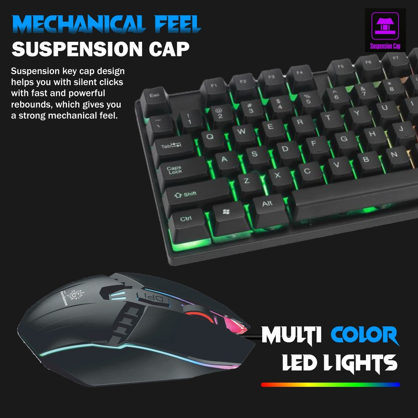 RPM Euro Games Gaming Keyboard and Mouse Combo, 104 Keys with RGB Backlit  - Keyboard, Laser Carved Keycaps, Adjustable DPI Upto 3200, 7 Color RGB  - Mouse