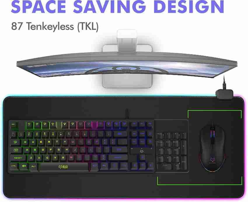  Buy RPM Euro Games Gaming Keyboard Wired, 87 Keys Space Saving  Design, Membrane Keyboard with Mechanical Feel