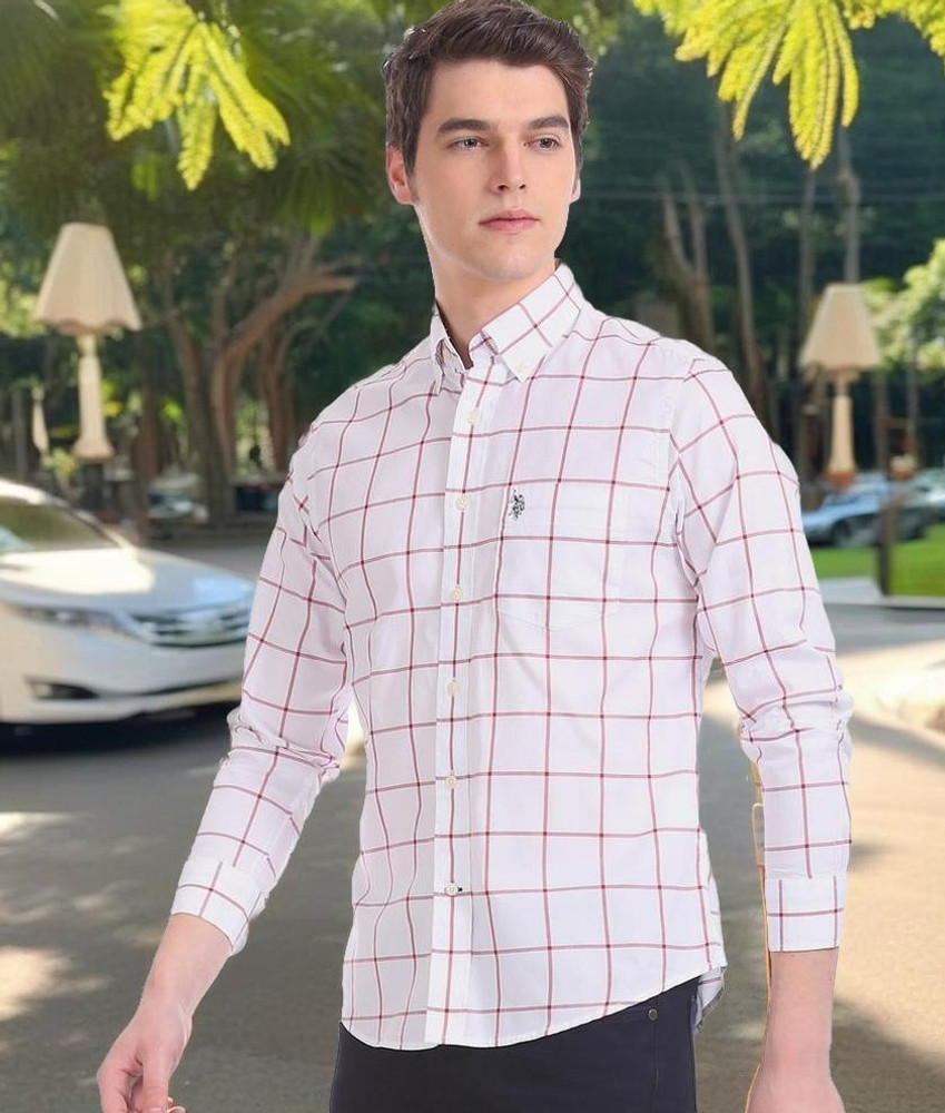 U.S. POLO ASSN. Men Checkered Casual White Shirt Buy U.S. POLO