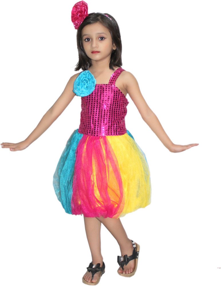 KAKU FANCY DRESSES Multi Color Frock Fancy Dress Costume for Girls Mazanta 5 6 Years Kids Costume Wear Price in India Buy KAKU FANCY DRESSES Multi Color Frock Fancy Dress Costume