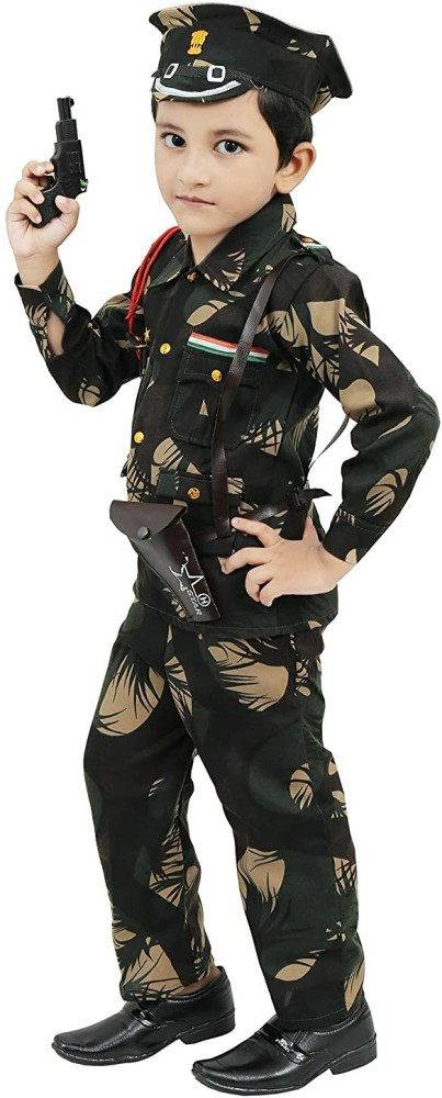 Army Dress for Kids, Polyester Fabric Indian Military Soldier