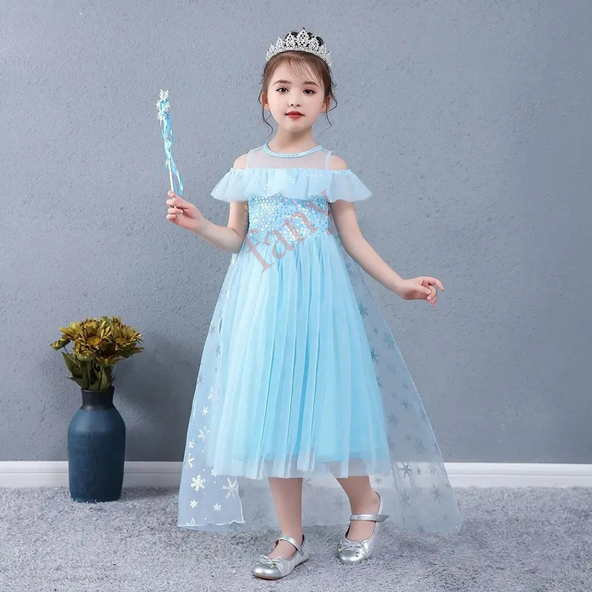 Fany Elsa Costume for Girls Elsa Frock 2 8 years girls Kids Costume Wear