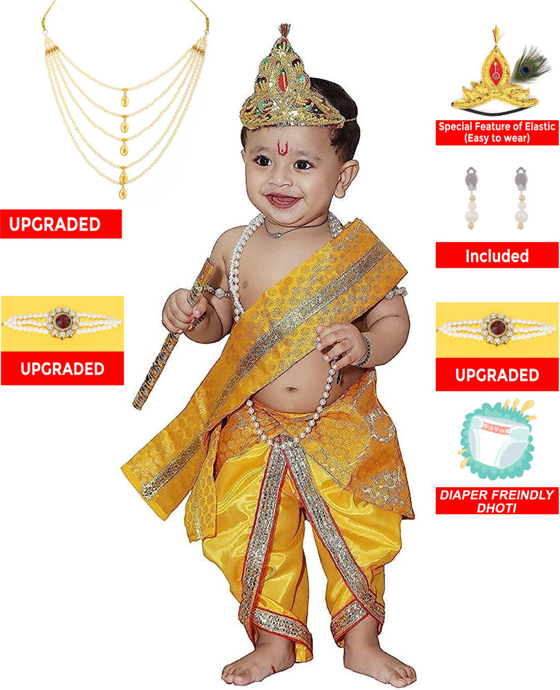 Raj Costume Krishna Dress for Kids 1 Year Baby Boy 6-12 Months Costume  Kanha ji Clothes 3-4 Kids Costume Wear Price in India - Buy Raj Costume  Krishna Dress for Kids 1