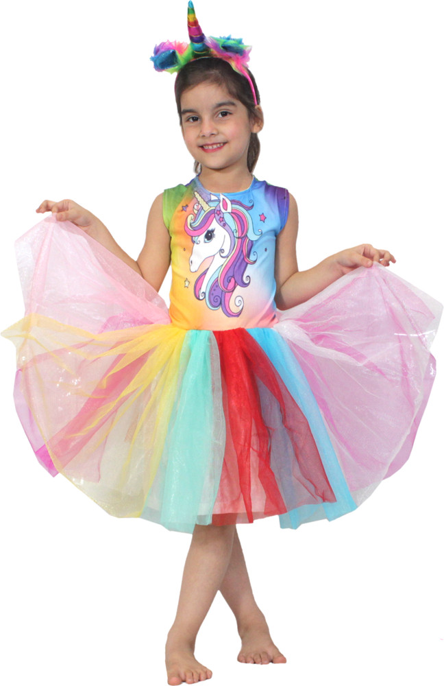 KAKU FANCY DRESSES Fairy Tale Unicorn Frock With Headband Costume for Theme Parties For 7 8 Years Kids Costume Wear Price in India Buy KAKU FANCY DRESSES Fairy Tale Unicorn Frock With