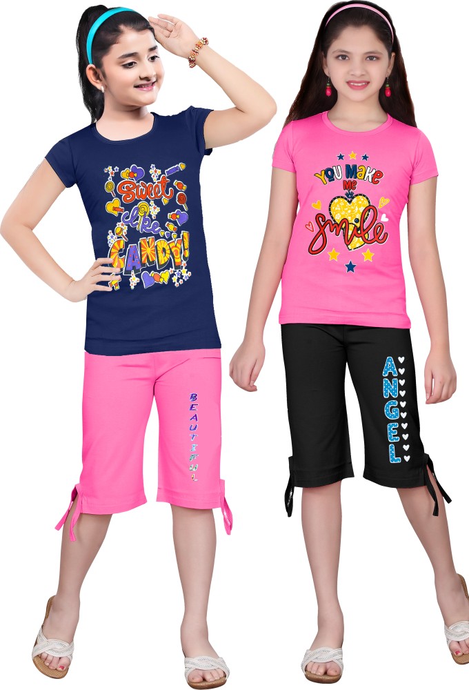 SK NAREN Kids Nightwear Girls Printed Cotton