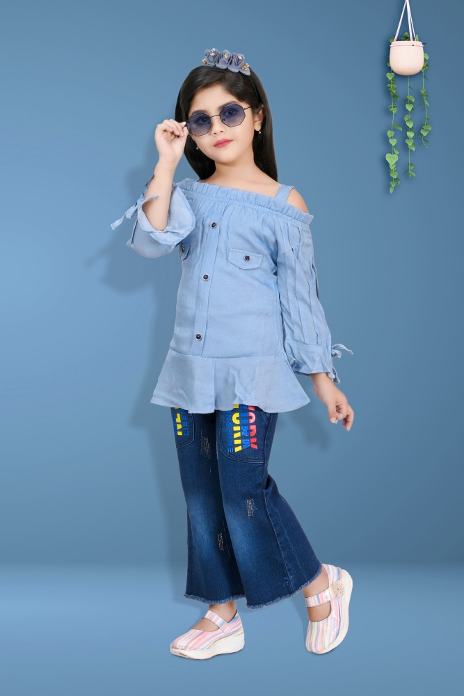 Girls fashion jeans on sale top