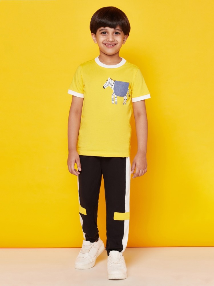 Buy Mars Infiniti Yellow Color T shirt and track pant set for kids