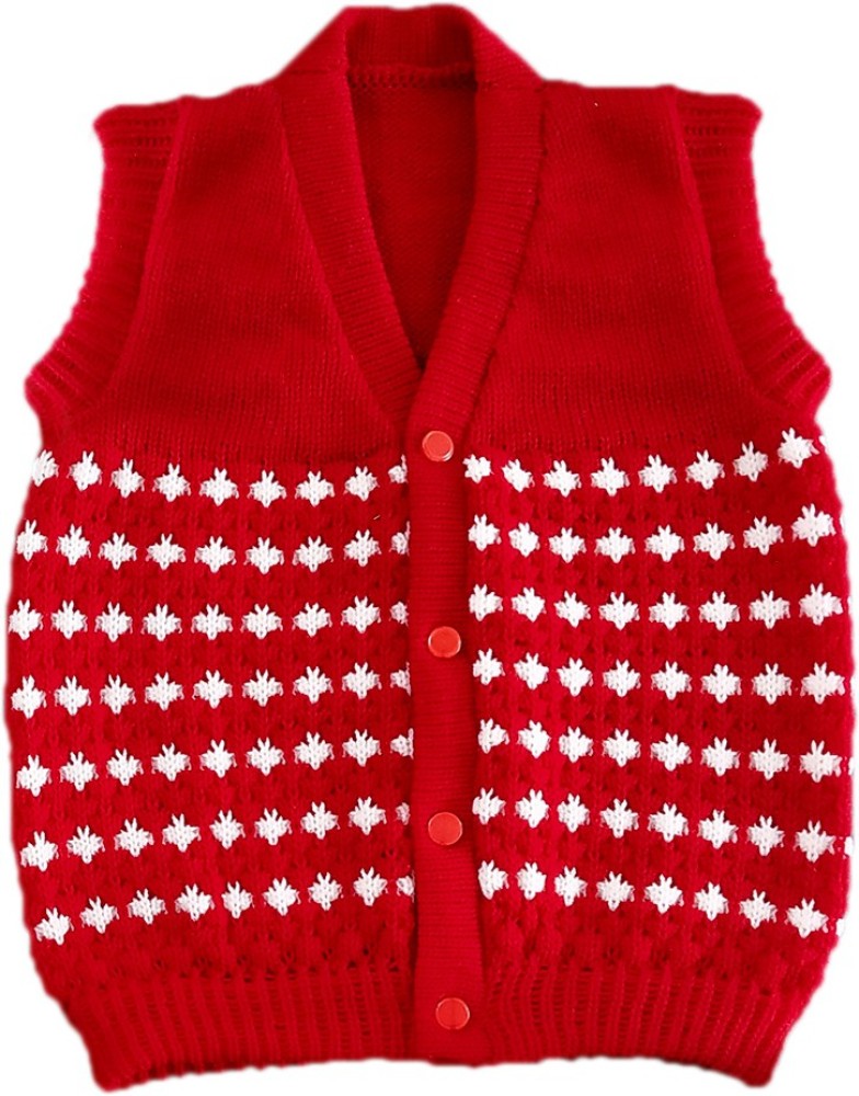 GAVIN KNITWEAR Self Design V Neck Casual Baby Boys Baby Girls Red Sweater Buy GAVIN KNITWEAR Self Design V Neck Casual Baby Boys Baby Girls Red Sweater Online at