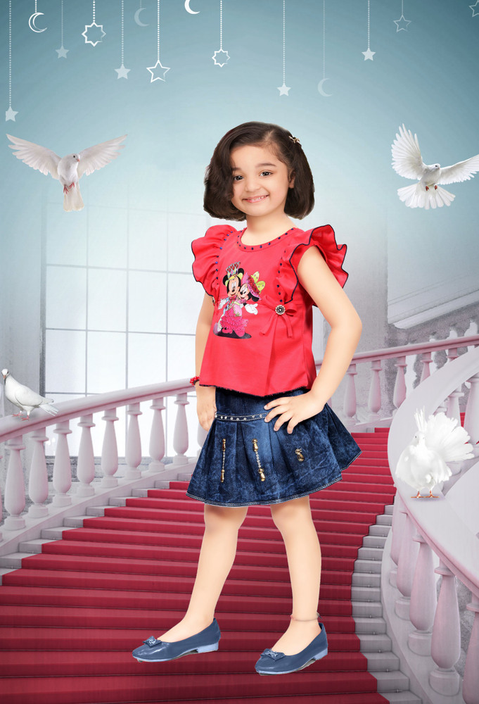 Baby girl red denim skirt online