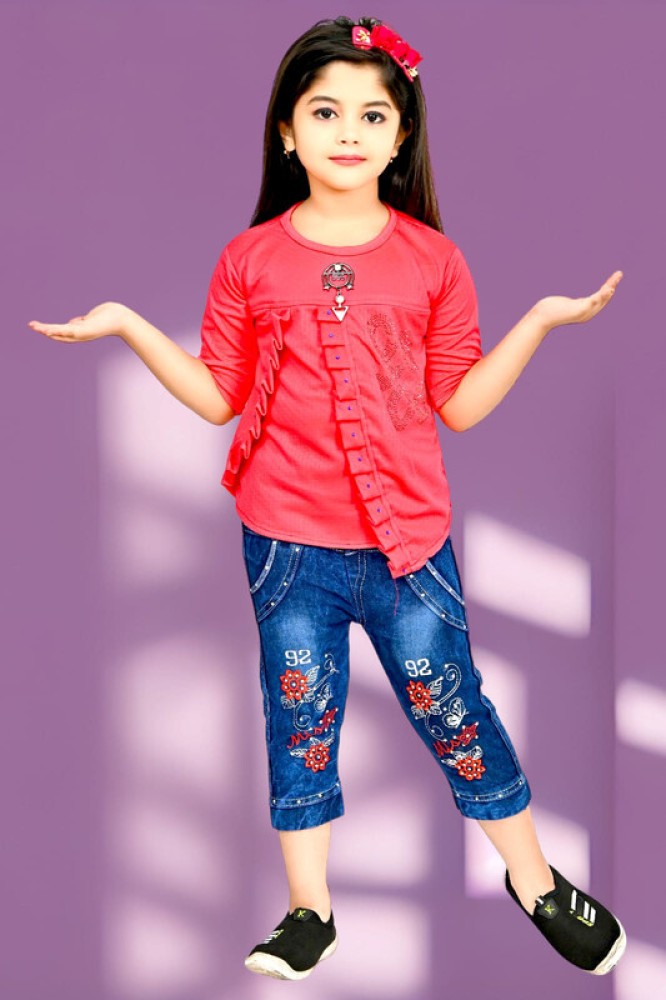 Girls stylish clearance jeans top