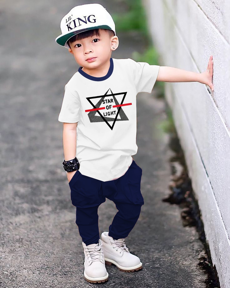 GARNET BLUE Boys Girls Casual T shirt Track Pants Price in India